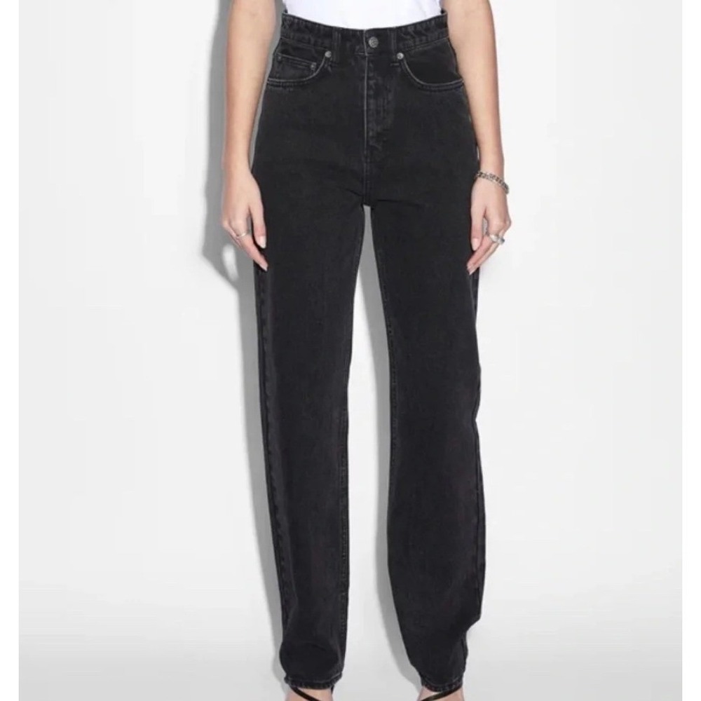 Ksubi Playback Noir Jeans Womens 24 Black High Rise Relaxed Straight Leg Raw Hem
